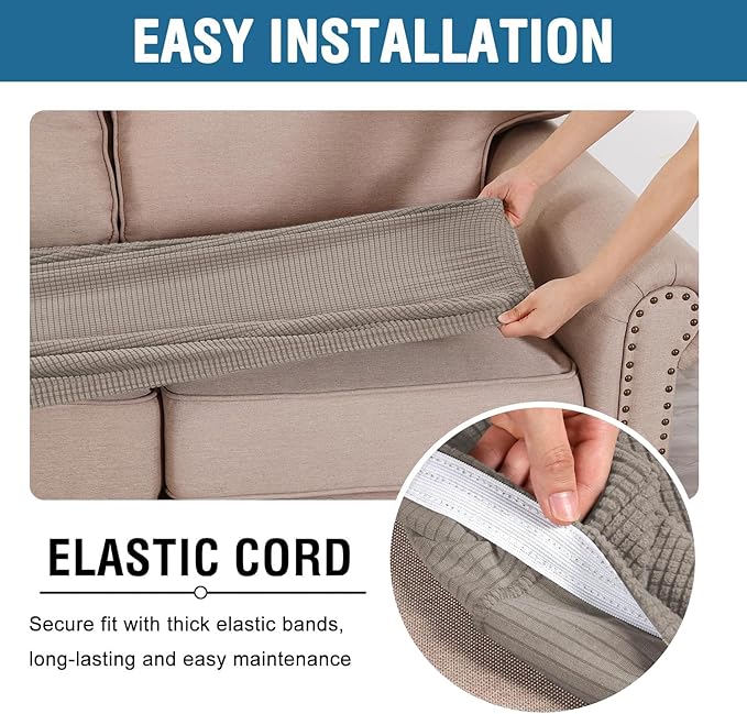 H.VERSAILTEX Super Stretch Stylish Cushions Covers/Furniture Cover Spandex Jacquard Small Checked Pattern Super Soft Slipcover Washable Individual