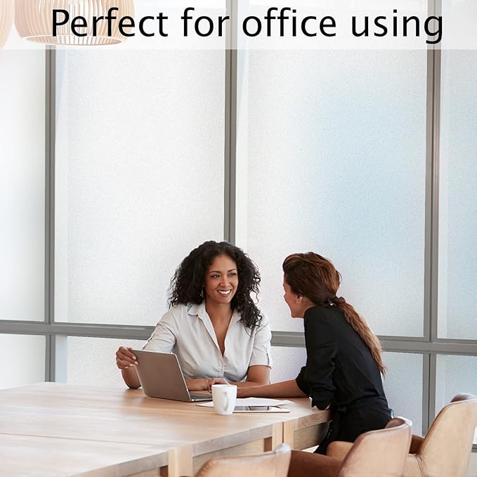 HIDBEA Frosted Window Privacy Film Heat Control UV Blocking, Static Cling Non-Adhesive Reusable Door coverings for Bathroom Home Office (Frosted 45.2 Inch x 6.5 Feet)