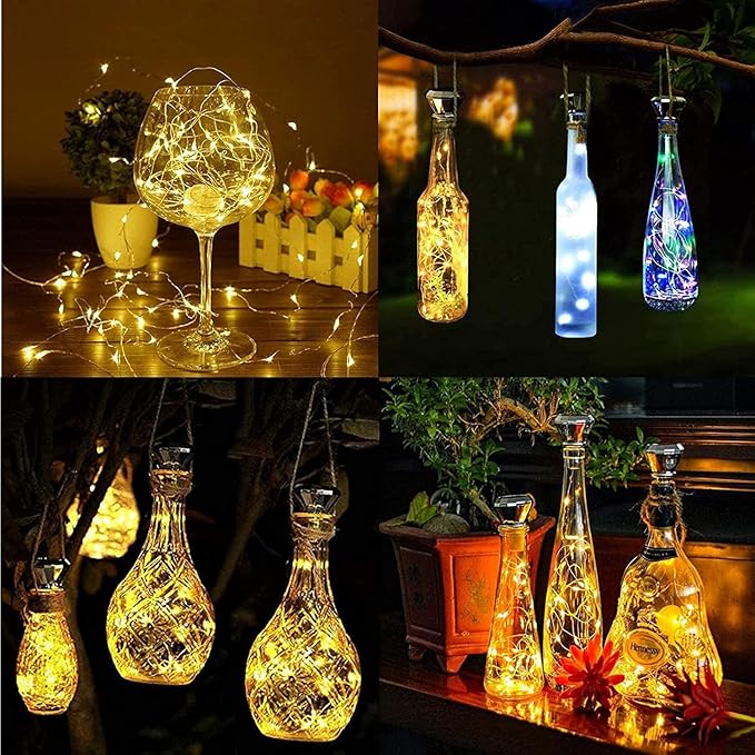 Upgraded 12 Pack Diamond Solar Wine Bottle Lights, 20 LEDs Waterproof Copper Light, Bottle Light Fairy Cork String Lights for Yard Patio Decor, DIY Birthday Gift for Mom Grandma Friend(3 Colors)