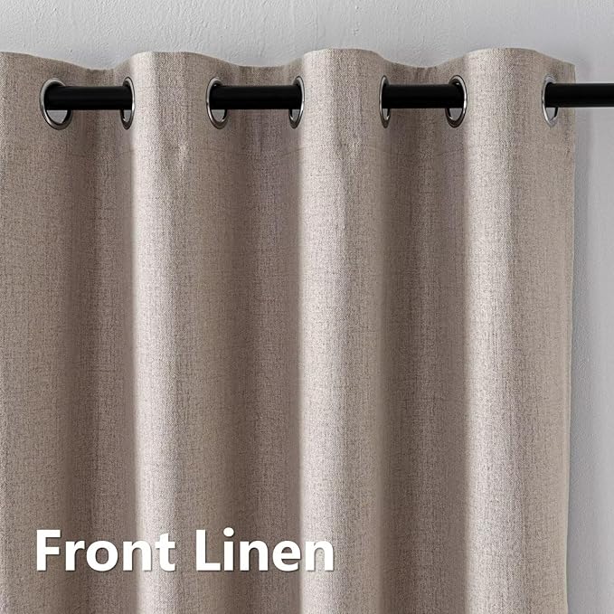Blackout Curtains 96 Inches Long 2 Panels Set, 100% Black Out Textured Thermal Curtains, Grommet Privacy Light Blocking Drapes for Living Room Bedroom Luxury Decor(52W × 96L inch, Beige)