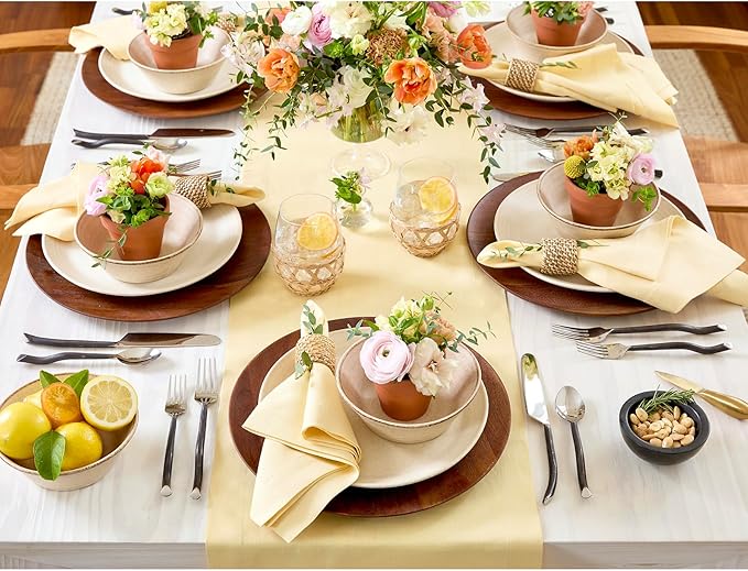 Solino Home Linen Table Runner 48 Inches - 100% Pure Linen Golden Straw Table Runner 14 x 48 Inch Ideal for Dresser and Coffee Tables - Fall, Autumn, Thanksgiving - Fete
