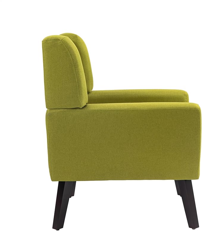 UIXE Accent Chair, Modern Upholstered Armchair in Fabric for Living Room, Comfy Club Arm Chairs Single Sofa Button Tufted Bedroom Reading Seat - Green