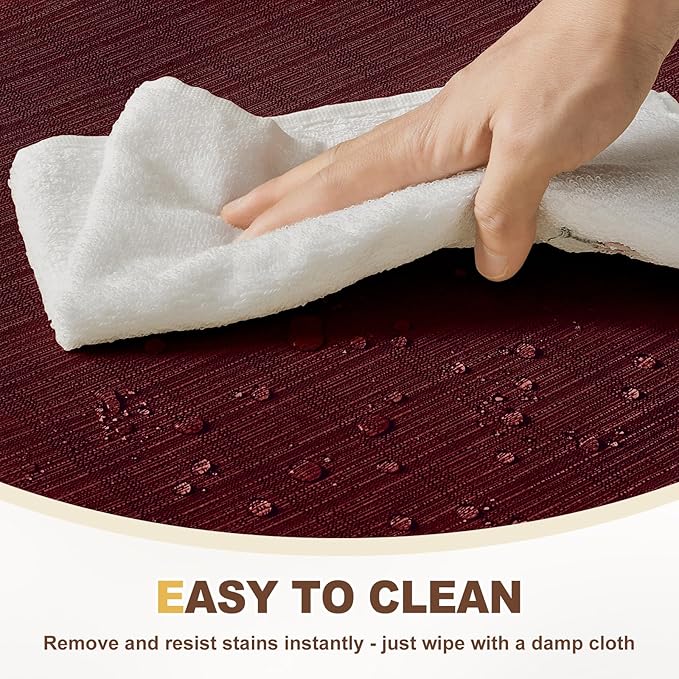 downluxe Chair Cushions for Dining Chairs, Waterproof Kitchen Chair Pads, Non-Slip Dining Seat Cushion with Ties, 17" x 16" x 2.5", Burgundy, 6 Pack