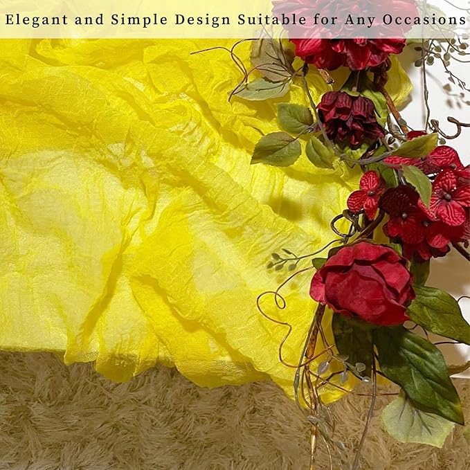 20 Pack Yellow Cheesecloth Table Runner 20 x 120 Inch Long Rustic Gauze Cheese Cloth Table Runner for Wedding 10FT Bridal Baby Shower Table Decorations Boho Fabric Sheer Birthday Party Table Decor