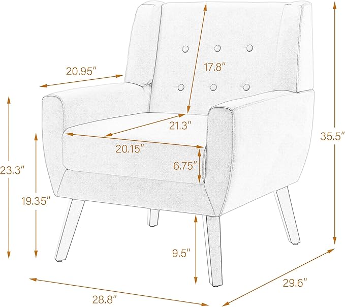 UIXE Faux Leather Accent Chairs Set of 4, Modern Arm Club Chair Upholstered Armchair for Living Room, Comfy Single Sofa Seats Button Tufted Reading Seating, Cream