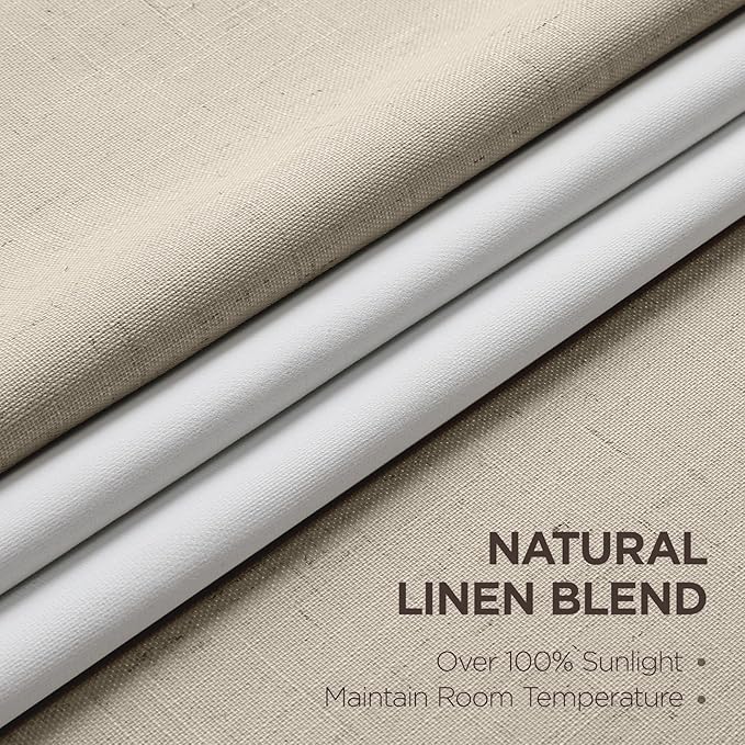 Joydeco Pinch Pleated Linen Curtains for Living Room, 100% Blackout Darkening Curtains 72 inches Length 2 Panel Thermal Insulated Pinch Pleat Drapes(Cobblestone,40'' Wx72'' L)