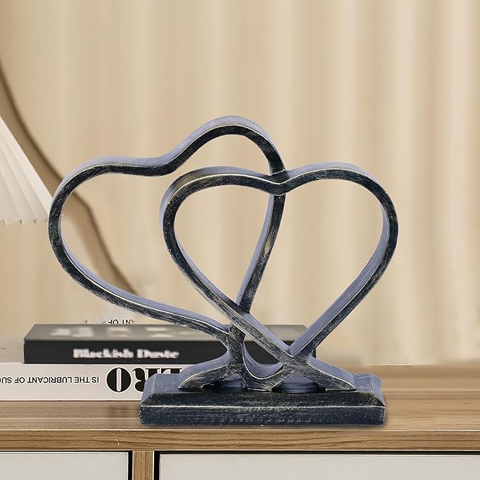Heart Sculpture for Living Room Decor Heart Decoration Gift for Her and Him Love Wedding Anniversary Couples Gift Modern Heart Statue for Home Coffee Table Dining Table Centerpiece Birthday Gift