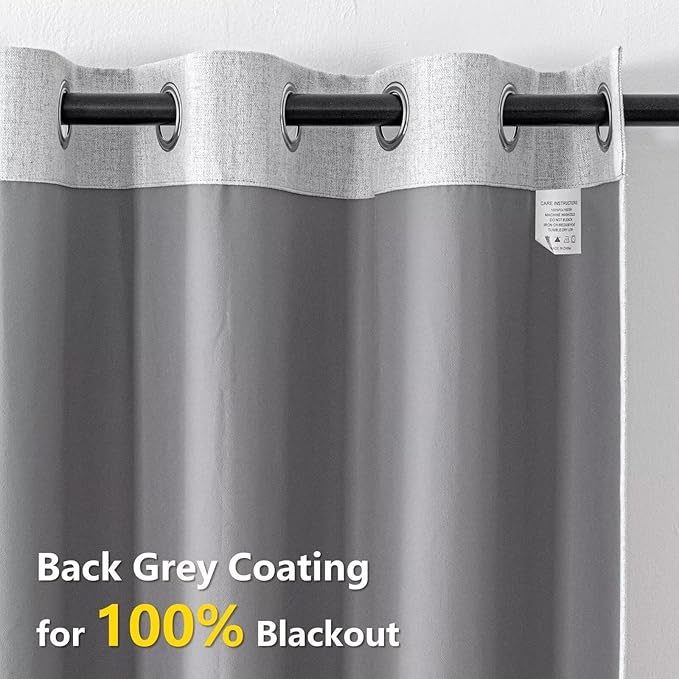 Blackout Curtains 72 Inch Length 2 Panels Set, 100% Black Out Textured Thermal Curtains, Grommet Privacy Light Blocking Drapes for Living Room Bedroom Luxury Deco(52W × 72L inch, Off-White)