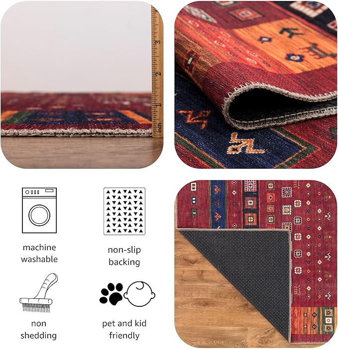 Keen Home Design 10x14 Rug - Machine Washable Area Rug with Non-Slip Backing, Ideal for Living Room, Dining Room, Bedroom - Vintage, Easy Clean, Durable, Low Pile Rug - (9'7" x 14')
