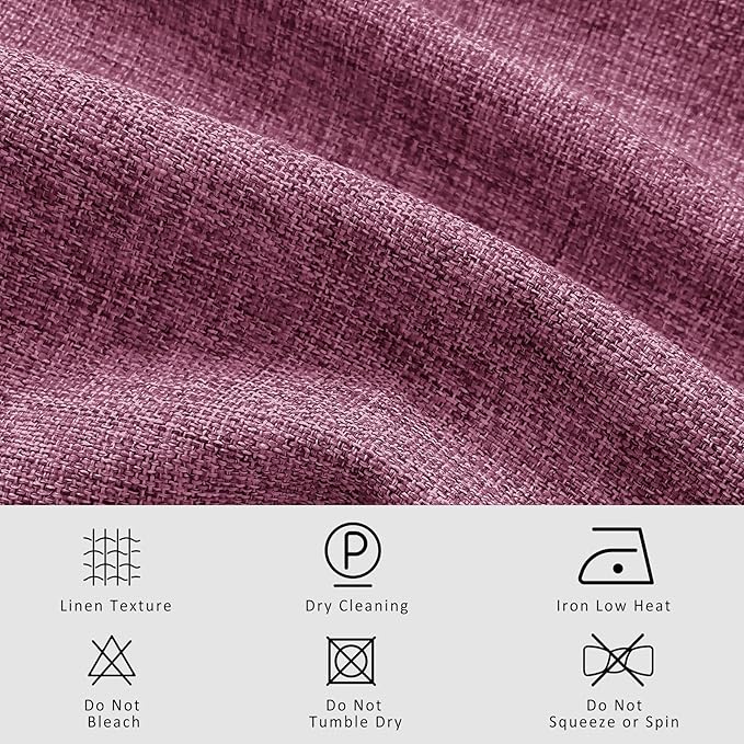 Macochico Pinch Pleated Blackout Curtains 102 Inches Long 100% Light Blocking Lilac Linen Drapes for Bedroom Living Room Farmhouse Shabby Chic Burlap Curtains with Tieback 72”Wx102”L 1 Panel