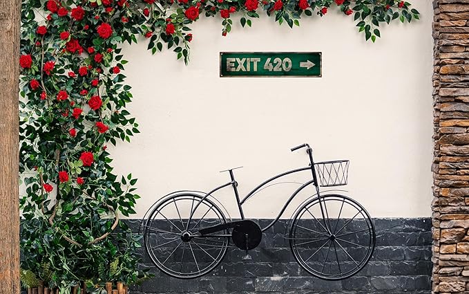 Vintage Tin Sign Retro Metal Exit 420 Signs Stylish Wall Art Plaques for Home Decor Bathroom Kitchen House and Gothic Wall Decor or as a Unique Poster 16x4 in