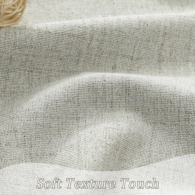 92 Inch Long Curtains 2 Panels,Back Tab Hook Belt with Hooks,Modern Neutral French Style Pleat Look Soundprof Linen Drop Cloth Traverse Blackout Curtains for Living Room 50W x 92L Natural Cream