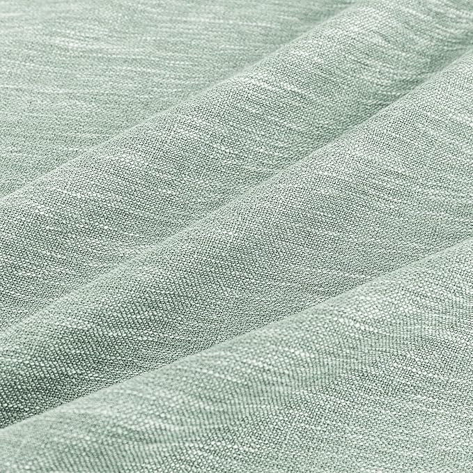 MYSKY HOME Semi Sheer Curtains for Bedroom, Kitchen Curtain Panels Cotton Polyester Blend Fabric Linen Look Texture Light Filtering Privacy Drapes, Farmhouse Home Decor, 50" x 63", Aqua, 2 Pieces