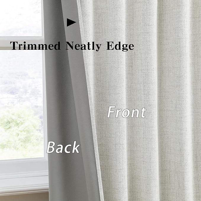 RAIN CITY Blackout Curtains 104 Inch Long 2 Panels Set, Back Tab/Rod Pocket Room Darkening Polyester Track System Curtains for Living Room Thermal Insulated Pleated Drapes, 105 Inch Length, Natural