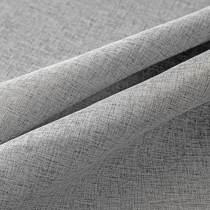 MYSKY HOME 90 Inches Long Living Room Curtains 2 Panels Boho Semi Sheers Light Filtering for Bedroom Windows, Linen Look Texture Soft Touch Country Back Tab, 50" Wide x 90" Long, Dove Grey, 2 Panels