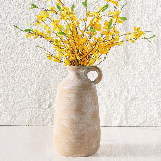 Ceramic Rustic Vase, 12.8" Large Flower Vases Home Decor for Pampas Farmhouse Decorative Pottery Clay Vase for Mantel Entryway Table Living Room Kitchen Bathroom Bedroom
