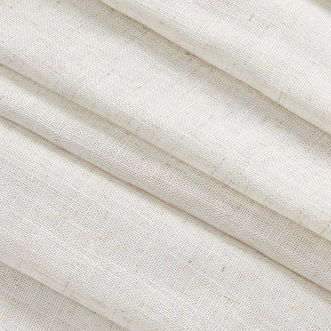 MYSKY HOME Boho Curtains 72 Inch Length, Linen Blend Drapes for Window Decoration French Door Curtain Panels Privacy Shade Burlap Farmhouse Rustic Style for Doorways, 50" x 72", Linen, 2 Panels