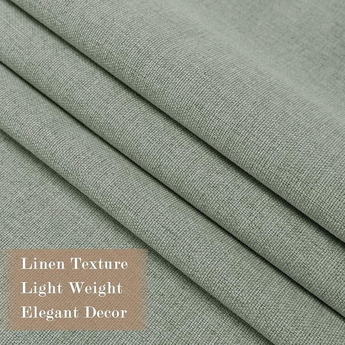 100" W x 84" L Faux Linen Room Divider Curtains, Full Blackout Pinch Pleated Drapes for Traverse Rod, Bedroom Divider Privacy Drapery with Hooks for Ceiling Track, 1 Panel, Fog Green
