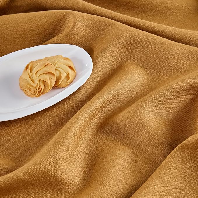 Solino Home Linen Table Runner 36 Inches - 100% Pure Linen Brown Sugar Hemstitch Table Runner 14 x 36 Inch Ideal for Dresser and Coffee Tables - Fall, Autumn, Thanksgiving - Classic Hemstitch
