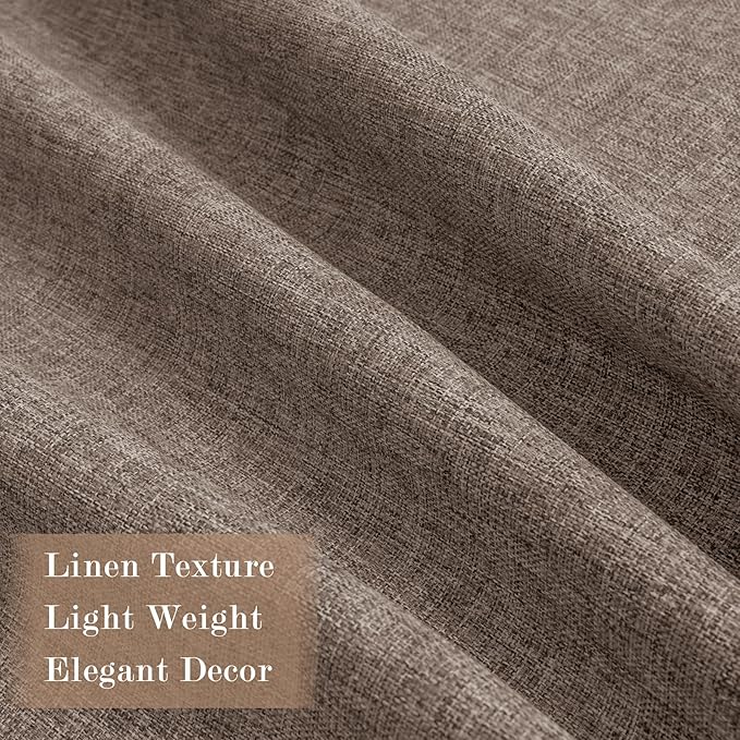 100" W x 96" L Faux Linen Room Divider Curtains, Full Blackout Pinch Pleated Drapes for Traverse Rod, Bedroom Divider Privacy Drapery with Hooks for Ceiling Track, 1 Panel, Light Brown