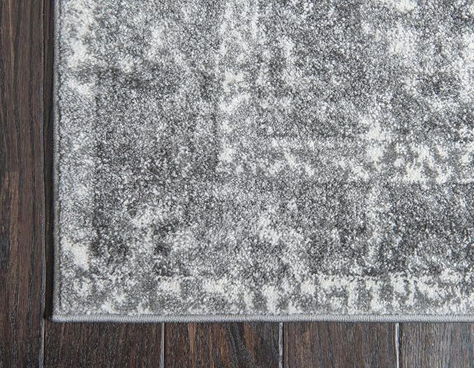 Unique Loom Rosso Collection Vintage, Traditional, Bohemian, Geometric, Distressed, Southwestern Area Rug (2' 7 x 10' 0 Runner, Gray/Ivory)