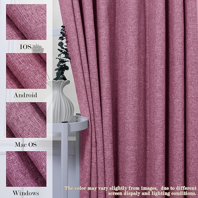 100" W x 84" L Faux Linen Room Divider Curtains, Full Blackout Pinch Pleated Drapes for Traverse Rod, Bedroom Divider Privacy Drapery with Hooks for Ceiling Track, 1 Panel, Lilac