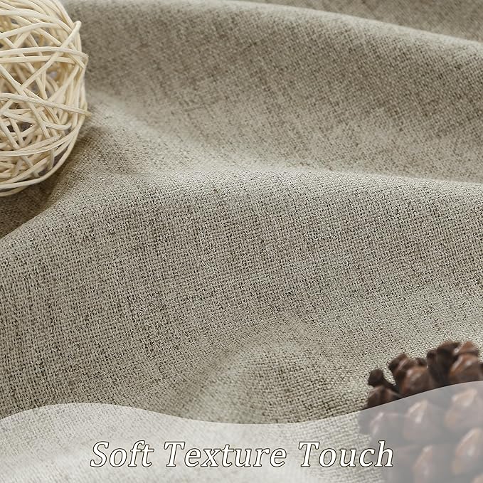 RAIN CITY Taupe Blackout Curtains Back Tab Rod Pocket Curtains 63 Inches Long, Linen Burlap Textured Room Darkening Curtains for Bedroom Nursery 2 Panels 50x63