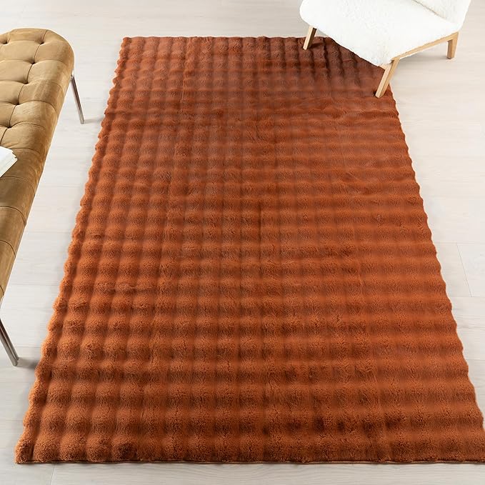 nuLOOM Jeni Checkered 3'9" x 6' Machine Washable Area Rug for Living Room Bedroom Dining Room Kitchen, Brick