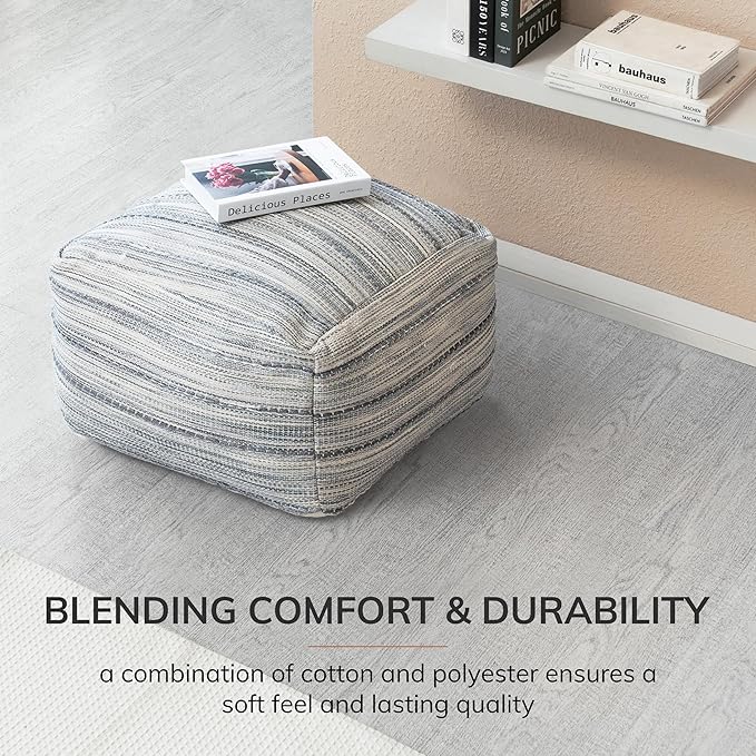 Anji Mountain 22"x22"x16" Handmade & Handcrafted Ottoman Pouf Comfortable Pouf Ottoman Foot Rest & Home Décor Accent for Living Room, Bedroom, Nursery, Kids Room, Patio