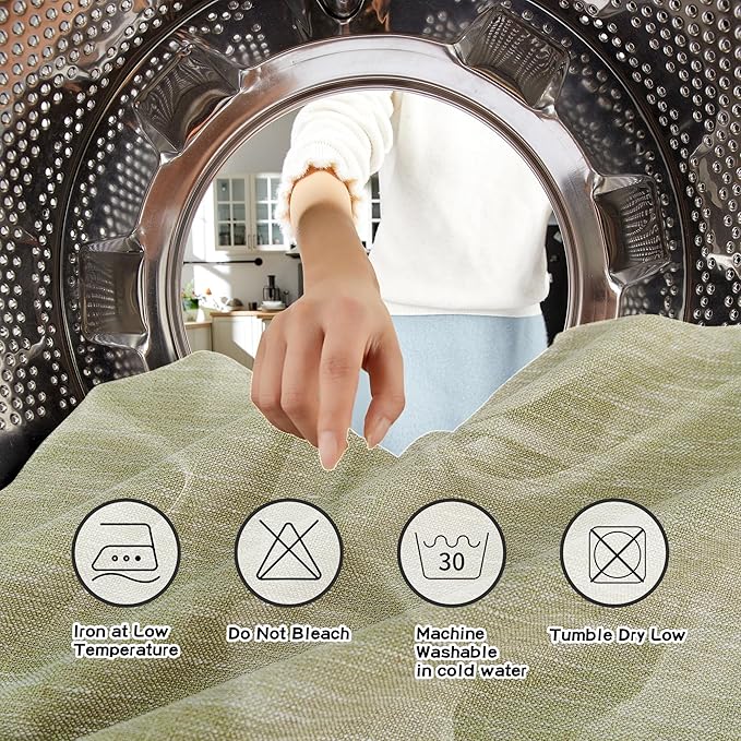 MYSKY HOME Sage Green Living Room Curtains 95 Inches Long Semi Sheer Drapes Light Filtering for Sliding Glass Door Window Treatments Soft Linen Look Country Farmhouse Style, 50" x 95", 2 Pieces