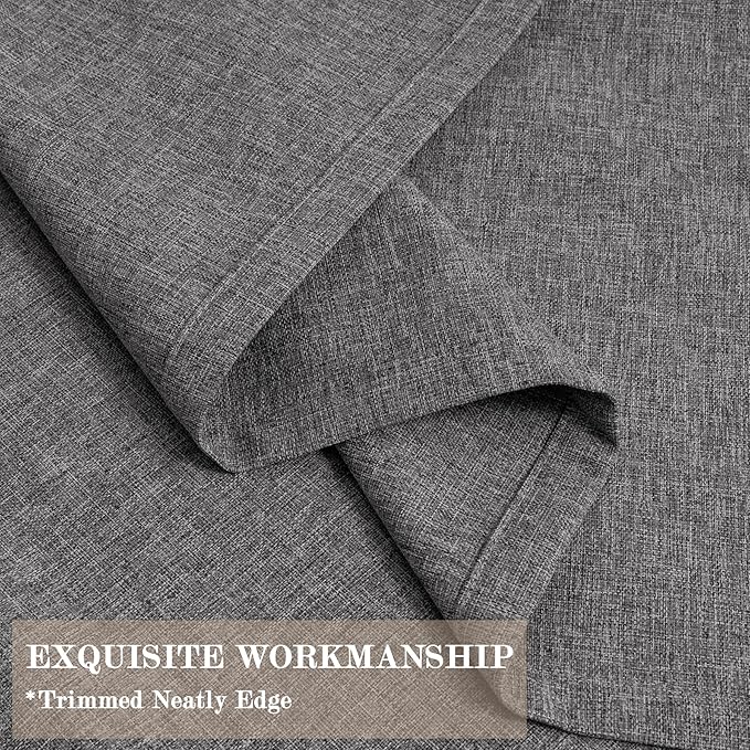 100" W x 84" L Faux Linen Room Divider Curtains, Full Blackout Pinch Pleated Drapes for Traverse Rod, Bedroom Divider Privacy Drapery with Hooks for Ceiling Track, 1 Panel, Natural Grey