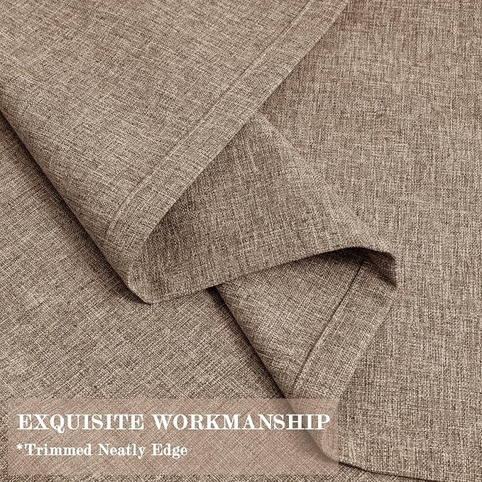 100% Blackout Linen Textured Drapes for Bedroom Pinch Pleated Curtains for Track System Portable Drapery for Sliding Glass Door/Storage/Space Room Divider, 70" Wx102 L, 1 PC, Taupe