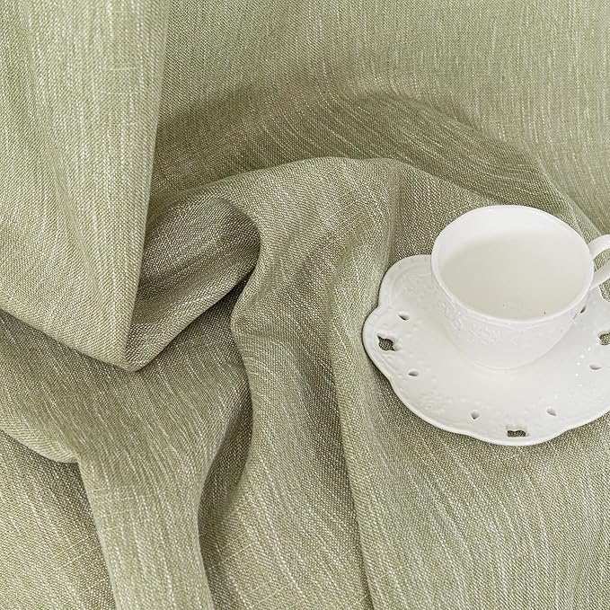 MYSKY HOME Sage Green Living Room Curtains 95 Inches Long Semi Sheer Drapes Light Filtering for Sliding Glass Door Window Treatments Soft Linen Look Country Farmhouse Style, 50" x 95", 2 Pieces