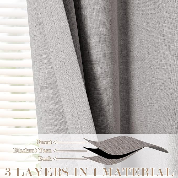100" W x 96" L Faux Linen Room Divider Curtains, Full Blackout Pinch Pleated Drapes for Traverse Rod, Bedroom Divider Privacy Drapery with Hooks for Ceiling Track, 1 Panel, Browish Grey