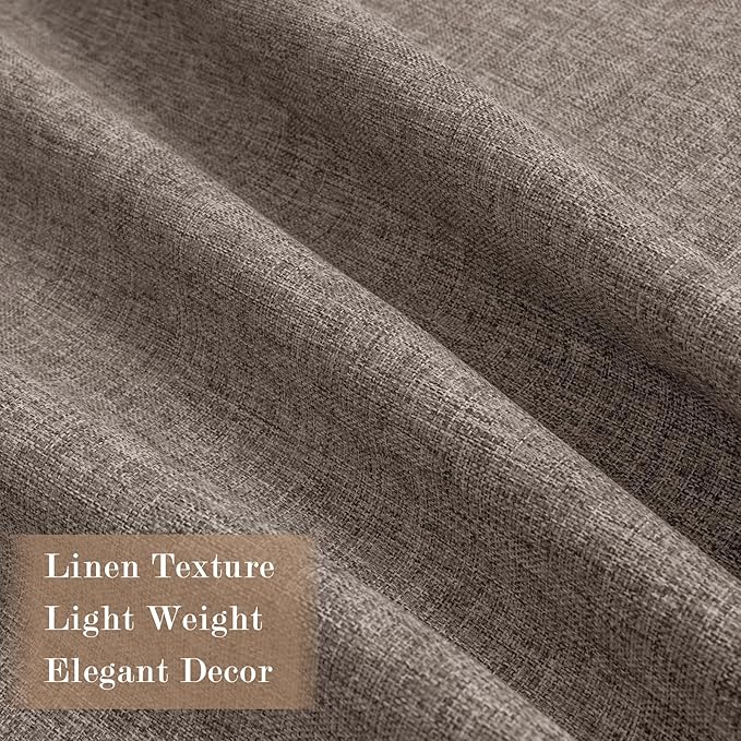 100% Blackout Linen Textured Drapes for Bedroom Pinch Pleated Curtains for Track System Portable Drapery for Sliding Glass Door/Storage/Space Room Divider, 70" Wx102 L, 1 PC, Light Coffee