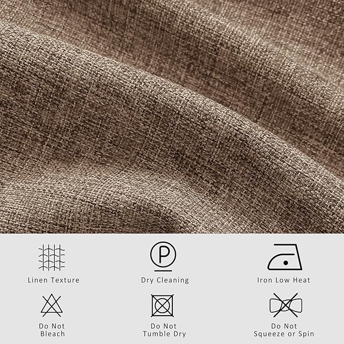 Macochico Pinch Pleated Blackout Curtains 102 Inches Long 100% Blackout Natural Linen Drapes for Bedroom Living Room Windows Farmhouse Burlap Curtains with Tieback 52”Wx102”L Taupe 1 Panel