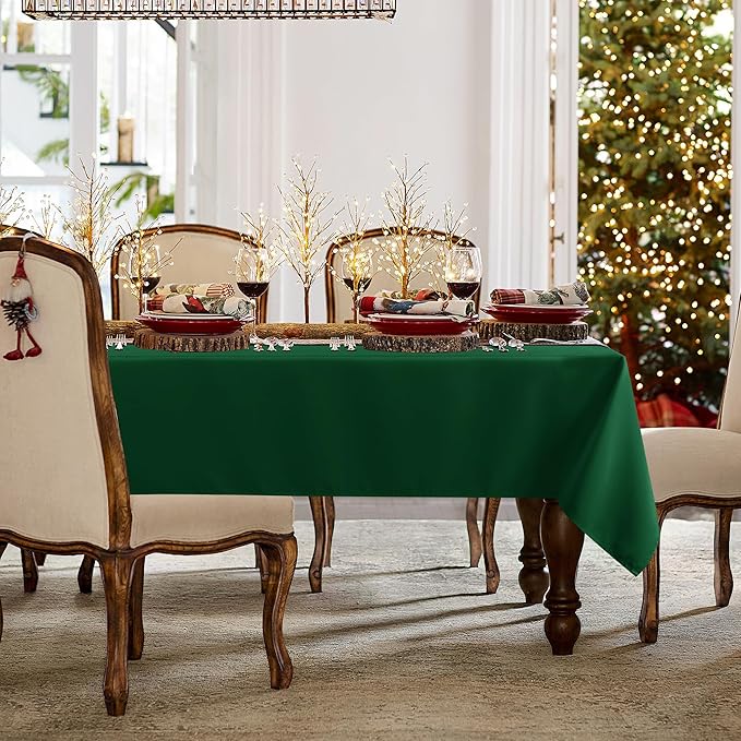 sancua Square Tablecloth - 70 x 70 Inch - Stain and Wrinkle Resistant Washable Polyester Table Cloth, Decorative Fabric Table Cover for Dining Tables, Buffet Parties and Christmas, Hunter Green
