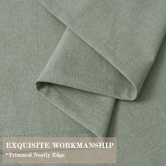100" W x 96" L Faux Linen Room Divider Curtains, Full Blackout Pinch Pleated Drapes for Traverse Rod, Bedroom Divider Privacy Drapery with Hooks for Ceiling Track, 1 Panel, Fog Green