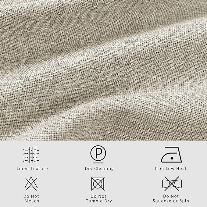 Macochico 100”Wx102”L 100% Blackout Pinch Pleated Linen Curtains for Sliding Door Bedroom Living Room Farmhouse Thermal Insulated Ivory White Burlap Drapes with Tieback 1 Panel Shabby Chic Style