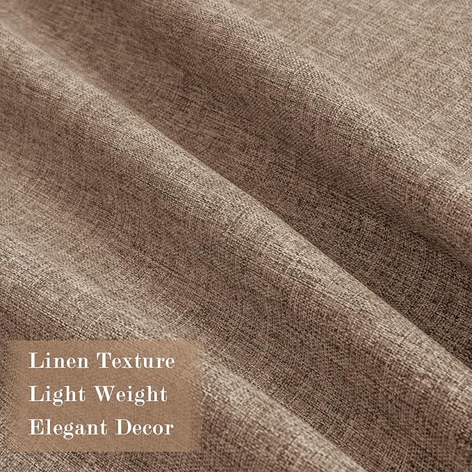 100% Blackout Linen Textured Drapes for Bedroom Pinch Pleated Curtains for Track System Portable Drapery for Sliding Glass Door/Storage/Space Room Divider, 70" Wx102 L, 1 PC, Taupe