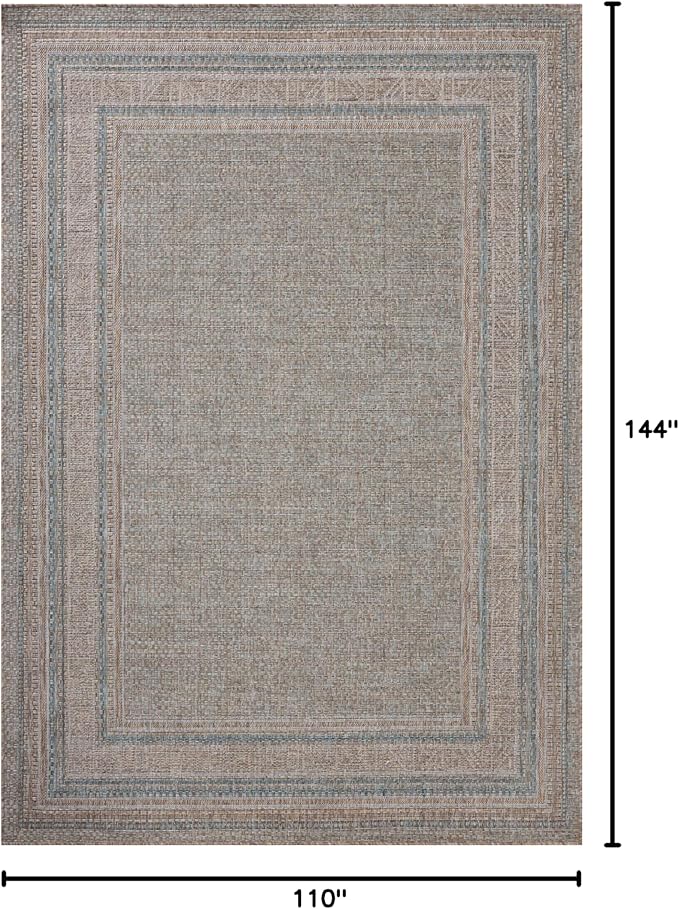 Loloi Amber Lewis Topanga Collection TOP-05 Natural/Teal 9'-2" x 12'-0" Indoor/Outdoor Area Rug