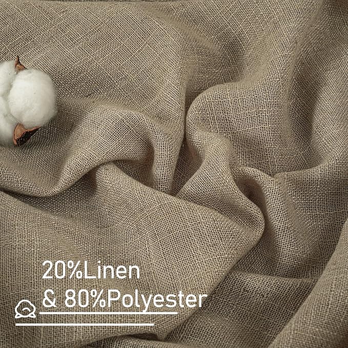 LAMIT Taupe Linen Curtains 95 Inch Length 2 Panels for Living Room/Bedroom, Semi Sheer Light Filtering Farmhouse Bronze Grommet Long Soft Thick Linen Textured Window Drapes, 52 x 95 Inch