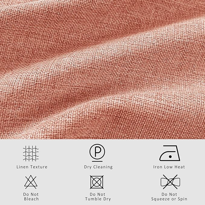 Macochico 100% Blackout Pinch Pleated Linen Curtains 84 Inch Length Thermal Blackout Curtains for Bedroom Living Room Nursery Orange Farmhouse Burlap Curtains with Tieback 52”Wx84”L 1 Panel