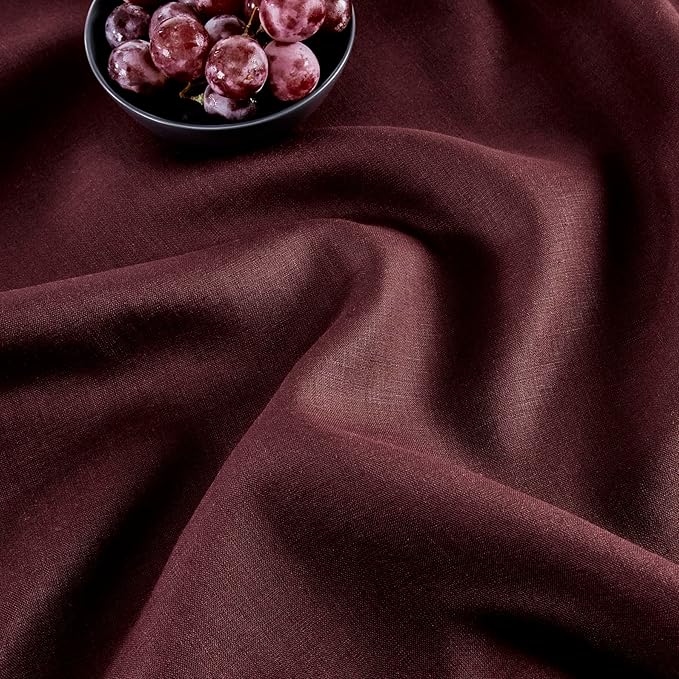 Solino Home Linen Table Runner 36 Inches - 100% Pure Linen Burgundy Hemstitch Table Runner 14 x 36 Inch Ideal for Dresser and Coffee Tables - Fall, Autumn, Thanksgiving - Classic Hemstitch