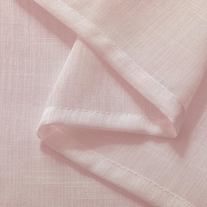 Joydeco Sheer Curtains 108 Inches Long, Beige Curtains for Living Room 2 Panels Set, Window Curtains Privacy Assured with Light Filtering(W52 x L108 Inch,Tapioca)