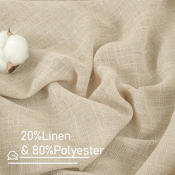 LAMIT Linen Blend Curtains 84 inches Long for Living Room/Bedroom, Soft Linen Textured Light Filtering Semi Sheer Panels with Bronze Grommet, 2 Panels Set, 34 x 84 Inch, Linen
