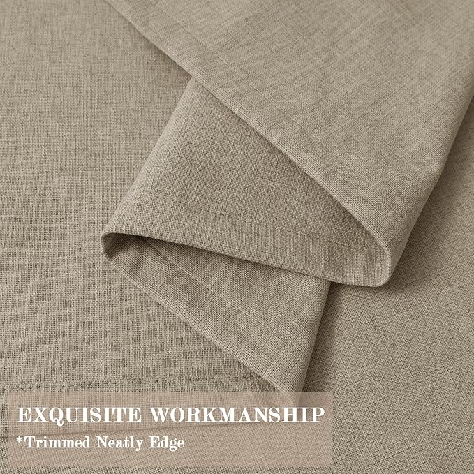 100% Blackout Linen Textured Drapes for Bedroom Pinch Pleated Curtains for Track System Portable Drapery for Sliding Glass Door/Storage/Space Room Divider, 70" Wx102 L, 1 PC, Light Khaki