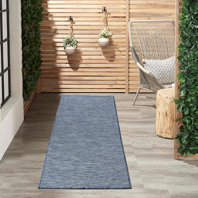 Nourison Positano Navy Blue 2' x 6' Area Rug Easy Clean, Non Shedding, Bed Room, Living Room, Dining Room, Kitchen (6' Runner)