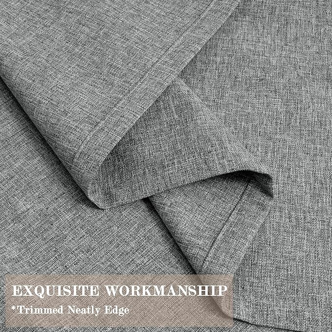 100" W x 96" L Faux Linen Room Divider Curtains, Full Blackout Pinch Pleated Drapes for Traverse Rod, Bedroom Divider Privacy Drapery with Hooks for Ceiling Track, 1 Panel, Mid Grey