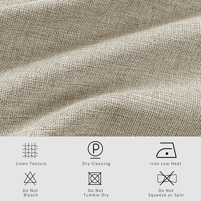 Macochico 100% Blackout Beige Linen Curtains 84 Inches Long Pinch Pleated Burlap Curtains for Bedroom Living Room Farmhouse Nursery Thermal Window Panels with Tieback 72”Wx84”L 1 Panel